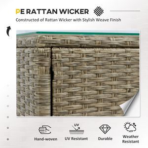 Set da 5 Pezzi in Rattan per Esterni: Tavolo da Conversazione con Piano in Vetro Temperato, 2 Sedie Imbottite e 2 Pouf - Product Image 3