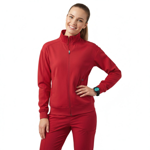 Blouse médicale personnalisée pour femme, coupe athlétique, respirante, à fermeture éclair intégrale, uniforme d'infirmière, veste de performance pour l'échauffement, vente en gros - Product Image 1