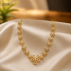 Yellow Gold Plated Flower Moissanite <b>Necklace</b> for Women Round Cut Diamond Wedding Bridal <b>Statement</b> <b>Necklace</b> - Product Image 5