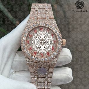 Charm Jewells Montre pour femme en or rose et diamants, boîtier rond de 38 mm, en acier inoxydable, mode luxe, analogique, à quartz, fermoir pliant - Product Image 1