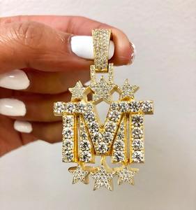 Colgante de Moissanita Redonda de 2.00Ct, Letra Personalizada, Chapado en Oro Amarillo de 14K sobre Plata de Ley, Joyería para Fiesta, Amuleto de Diamante - Product Image 3