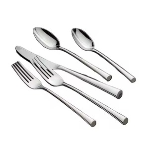 Ensemble de couverts en acier inoxydable poli miroir, manche épais en forme de goutte, 5 pièces, robuste, pour restaurant neuf - Product Image 3