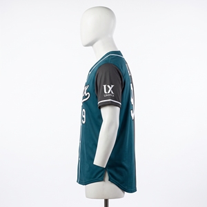 Camiseta de Béisbol Personalizada de Dos Tonos, 100% Poliéster, Color Verde Azulado y Gris Carbón, con Nombre y Número Bordados, Uniforme de Equipo de Softbol - Product Image 4