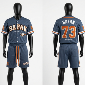 Ensemble short et t-shirt sans manches pour homme, 180 GSM, polyester respirant, bleu et orange, logo brodé. - Product Image 3