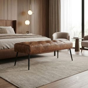 Banc ottoman moderne en similicuir, banc rembourré pour chambre à coucher, banc d'appoint capitonné pour la fin du lit, pour entrée et salon - Product Image 3