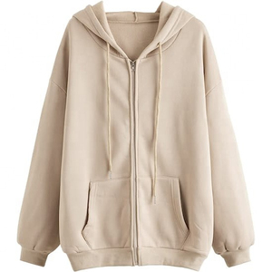 Sweat-shirt à capuche zippé vert olive pour homme, coupe ample, en coton French Terry, décontracté, pour l'automne, coupe classique - Product Image 6