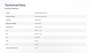 Hidroxiestannato de Zinc (ZHS) CAS 12027-96-2, Retardante de Llama y Supresor de Humo para Cables de PVC y Plástico - Product Image 3