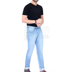 Simple Clean <b>Lines</b> Casual Men's Straight Mid-Rise <b>Jeans</b> 100% Cotton Breathable Eco-Friendly Professional Look for Wholesale - Product Image 6