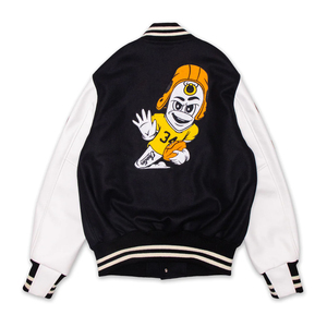 Chaquetas universitarias de lana 100% y mangas de cuero para hombre, estilo bomber, a bajo precio, con bordado de chenilla. - Product Image 2