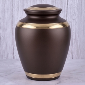 Urna Funeraria de Latón Personalizable de Estilo Americano con Patrón de Mármol Azul Dorado Tallada a Mano para Cremación de Adultos - Product Image 5