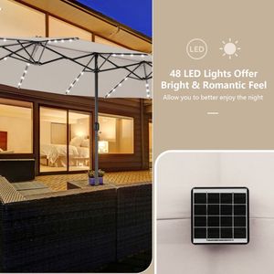 15 Feet Double Sided Patio Umbrella with 48 LED <b>Lights</b> Elegant Outdoor Furniture <b>Accessory</b> - Product Image 6