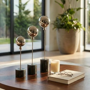 Ensemble de sculptures géométriques modernes, 3 pièces, décoration de table, art abstrait, décoration de salon - Product Image 1