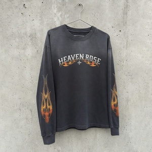 เสื้อยืดแขนยาวทรงโอเวอร์ไซส์ลายกราฟิกเปลวไฟสไตล์วินเทจสตรีทแวร์ยูนิเซ็กส์ผ้าฝ้ายกรันจ์ขายส่ง - Product Image 4