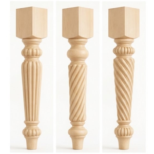 Commercial Grade Solid Rubberwood Kitchen Cabinet Island Support <b>Post</b> Decorative Furniture Column for Interior Spaces - Product Image 2