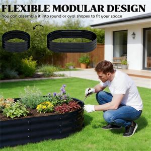 Jardinera Elevada Gris Oscuro con Elegante Valla y Puertas - Product Image 3