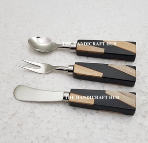 Juego de utensilios de cocina para queso de diseño elegante, juego de cubiertos de acero inoxidable con mango de resina de madera a un precio muy competitivo. - Product Image 4