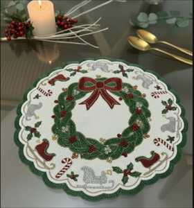 Handmade Customized Shape Bead <b>Placemat</b> Luxury Design Merry <b>Christmas</b> Red Durable Non-Slip Table Decor MS Handicraft - Product Image 2