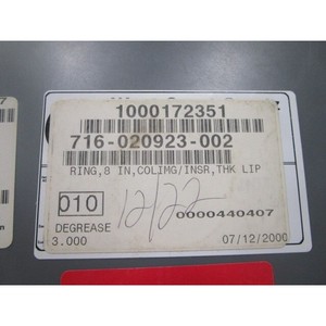 แหวน LAM 716-020923-002 ขนาด 8 นิ้ว, COLIMG/INSR, THK - อุปกรณ์และอะไหล่เซมิคอนดักเตอร์ระดับโลกที่เชื่อถือได้ - Product Image 1