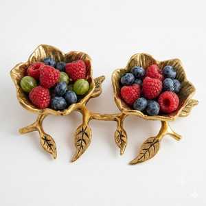 Tazón de Metal con Forma de Flor, Pulido, Ligero, No Tóxico, Ecológico, Tallado a Mano, Decorativo, Moderno, Dorado, para Fiestas - Product Image 4