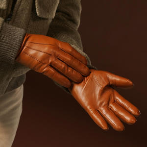 Premium Unisex Brown Leather <b>Touch</b> <b>Screen</b> <b>Gloves</b> Wrist Length Thermal Breathable Outdoor Casual Winter Daily Use - Product Image 4