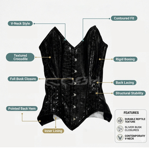 ผู้ผลิตชุดคอร์เซ็ทเสริมโครงเหล็กแบบหนาพิเศษ  วัสดุหนังสัตว์ PVC  แบบครอบทับทั้งตัว - Product Image 1