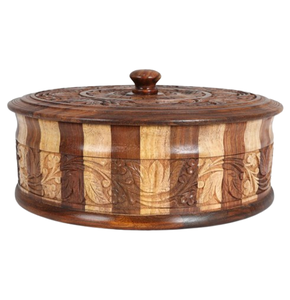 Designer Chapati Storage Container Floral Printed Design Handcrafted Wooden Roti <b>Box</b> <b>With</b> <b>Decorative</b> <b>Lid</b> Kitchen Dining - Product Image 6