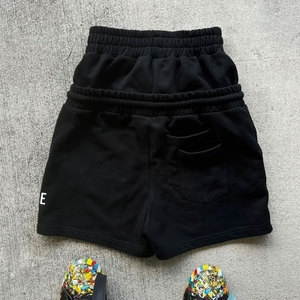 Shorts de survêtement décontractés à double taille coupe ample style streetwear avec imprimé lettres Y2K - Product Image 1
