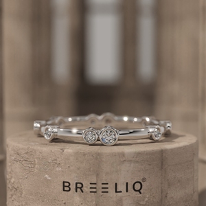 Elegant bezel set diamond <b>stacking</b> <b>ring</b> in sterling silver minimalist dainty diamond band women anniversary promise gift - Product Image 3