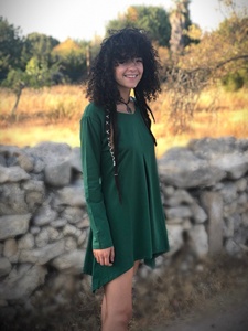 Flowy Long Sleeve Bohemian Tunic Dress with Oversized Comfort and Unique Asymmetric Hem Design Wedding Wear - Product Image 2