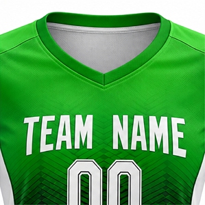 Conjunto Deportivo Sublimado para Mujer, Camiseta con Cuello en V y Pantalones Cortos, Degradado Verde y Negro, Transpirable, Uniforme de Equipo - Product Image 6