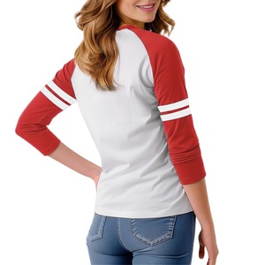 High Quality Women Baseball T Shirts Contrast Color <b>Raglan</b> <b>Top</b> Breathable Sleeve Stripe Clothing Plain Style Ladies Daily Wear - Product Image 2