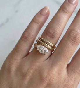 Bague de fiançailles ajustable en or 14 carats plaqué or, motif serpent enroulé, avec diamant taille marquise de 1,5 carat pour femme, bijou statement en forme de serpent - Product Image 2