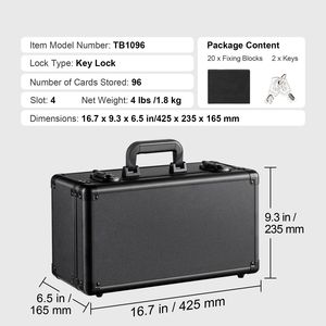 Scatola porta carte graduate a 4 scomparti con serratura a chiave, custodia per carte sportive con divisori in schiuma, 96 scomparti per carte graduate PSA, cestelli in metallo - Product Image 3