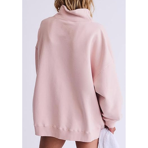 Sudadera extragrande de forro polar personalizada con cuello alto simulado para mujer, estilo urbano, talla grande, para venta en línea - Product Image 3