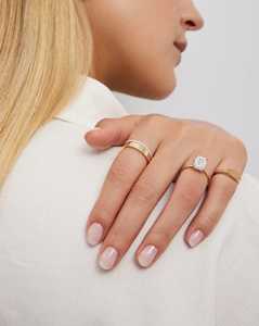 Bagues empilables en diamants de laboratoire de 1,9 mm, demi-alliances vintage pavées, en or massif 14k 18k, couleur DEF - Product Image 3