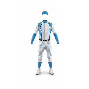 Conjunto de Uniforme de Béisbol para Hombre Five B, Rayado Azul y Blanco, Jersey de Manga Larga y Pantalones, Sublimado, Transpirable, para Todas las Temporadas, Corte Regular para Adultos - Product Image 2
