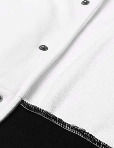 เสื้อแจ็คเก็ตวาร์ซิตี้สีขาวดำสำหรับผู้ชาย ปกคอพับ ติดกระดุม สีพื้น สวมใส่สบายๆ ในฤดูใบไม้ร่วง - Product Image 6