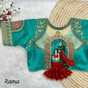 Blouse de mariage brodée Style indien Vêtements ethniques Prêt-à-porter Élégance Jours spéciaux pour femmes Robe en soie Saree Fantaisie - Product Image 3