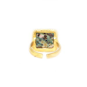 Modern Fashion <b>Abalone</b> <b>Shell</b> Gemstone Square Shape 24K Gold Plated Free Size Ring Jewellery For Women Girls Wholesale Bulk - Product Image 3