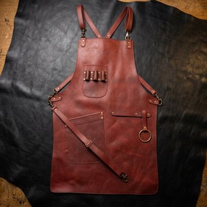 Delantal de Cuero de Grano Completo con Múltiples Bolsillos, Ajustable en la Espalda, Ropa de Trabajo para Hombres y Mujeres - Product Image 5