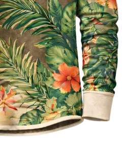 เสื้อเชิ้ตเฮนลีย์ลายดอกไม้เขตร้อนสำหรับผู้ชาย สีเขียว แขนยาว ติดกระดุม แนวลำลอง สไตล์ชายหาดฤดูร้อน น้ำหนักเบา แฟชั่นทันสมัย - Product Image 6