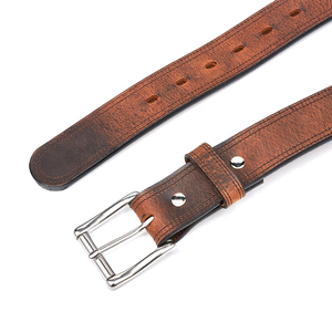 Ceinture en cuir de vachette fabriquée en usine avec boucle à ardillon métallique, ceinture de costume formelle pour homme - Product Image 4