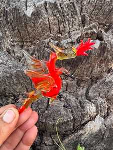 Handcrafted Glass <b>Dragon</b> Figurine Red Orange Transparent Contemporary <b>Art</b> Decor Living Room Display 14+ Years Old - Product Image 6