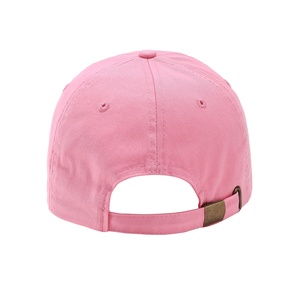 Wholesale High Quality Custom 6 Panel 100% Washed Cotton Pink Blank Plain <b>Dad</b> Hat Snapback Distressed Brim Baseball Cap for Wome - Product Image 4
