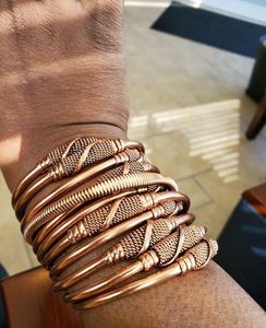 Antique Copper Plated Vintage Bangles Set Unisex Copper Alloy <b>Bracelets</b> Stackable Jewelry Design - Product Image 1