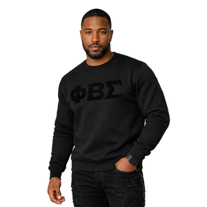 Sudadera de Chenilla Sólida Phi Beta Sigma Negra para Hombre, Tejido Premium, Ajuste Cómodo, Ropa Casual de Fraternidad Griega - Product Image 1