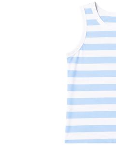 Light Blue <b>White</b> Striped <b>Men</b> Cotton Tank Top Sleeveless <b>Vest</b> Casual Summer Gym Fitness Shirt Breathable Loose Fit Streetwear - Product Image 3