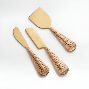 High Quality Stainless Steel & Rattan Slicer and Knife <b>Cheese</b> <b>Set</b> New Customized Design Premium <b>Cheese</b> <b>Set</b> - Product Image 2