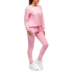 Premium Winter Fleece Cotton Blend <b>Long</b> <b>Sleeve</b> Slim Fit Pullover <b>Top</b> & Sweatpants ODM Activewear Lounge Set - Product Image 5