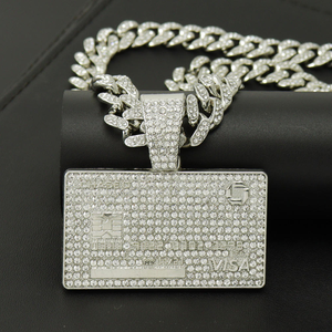 Collar Hip Hop con Colgante de Tarjeta de Crédito, Diamante Moissanita, Cadena Cubana de Plata 925 - Product Image 1